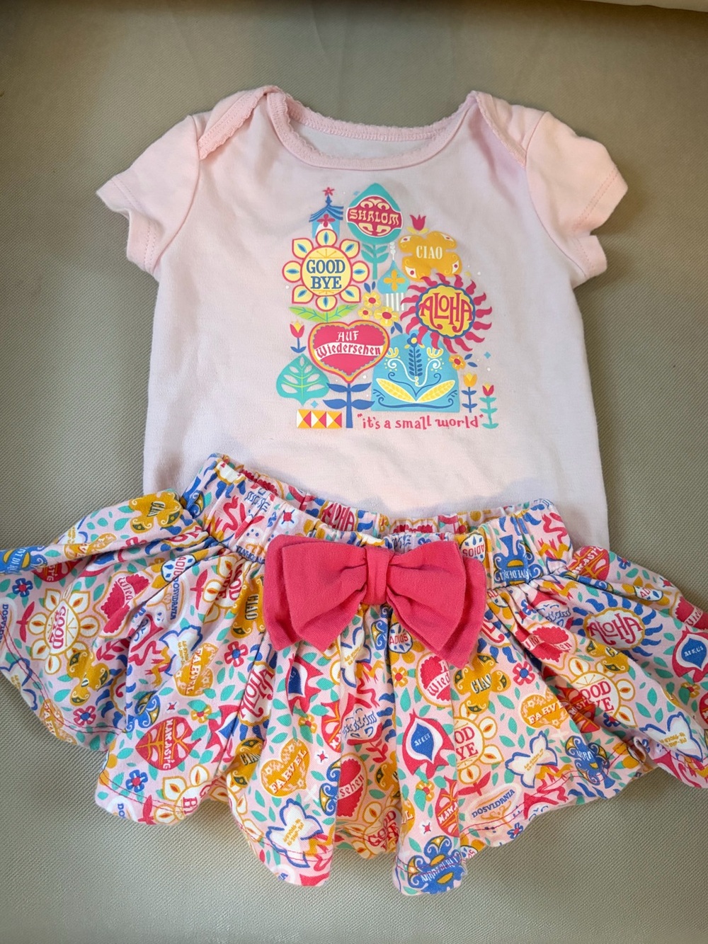 Disney Parks Pink Onesie and Matching Skirt